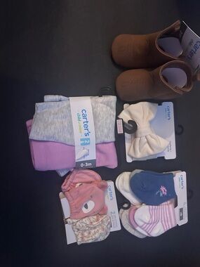 Carter's Newborn Outfit Set with Pink, Gray, Cream & Brown Accents